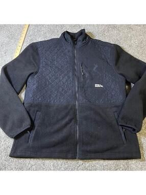 Eddie Bauer Men's Black Quilted Fleece Full Zip Jacket size Large